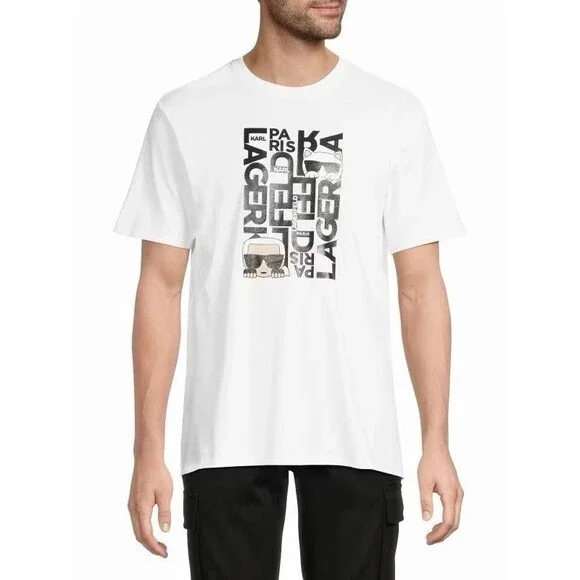 Karl Lagerfeld Paris Karl Choupette Graphic Cotton T-Shirt Men’s Medium White - Picture 1 of 10